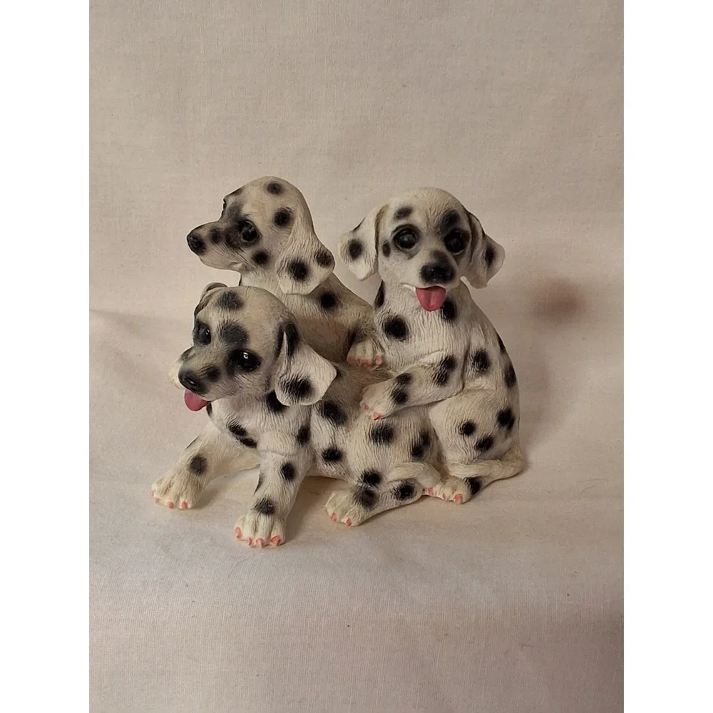 Vintage 1990s Dalmatian Puppies Resin Figurine VGVC
